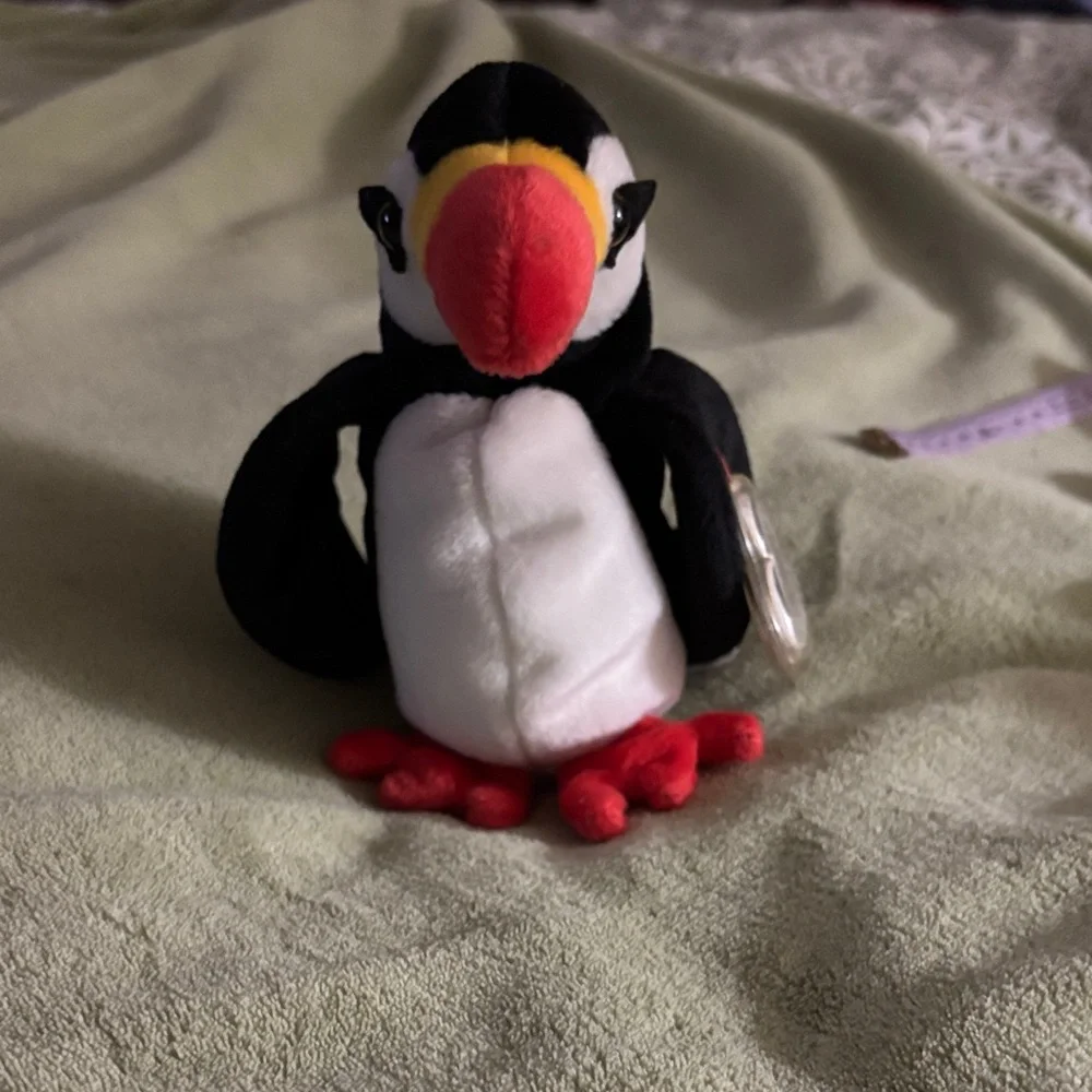 Ty Puffin Plush Toy in Black, White, and Red